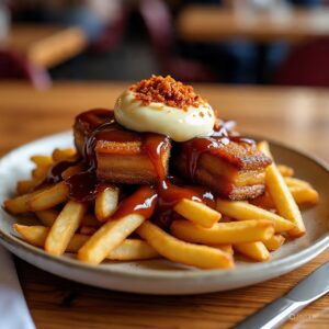 Loaded chips with Pork Belly + Coke