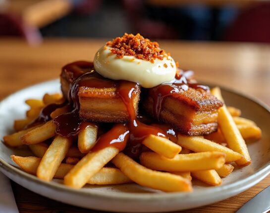 Loaded chips with Pork Belly + Coke