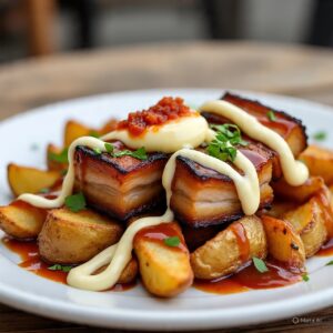 Loaded Potatoes with Pork Belly + Coke